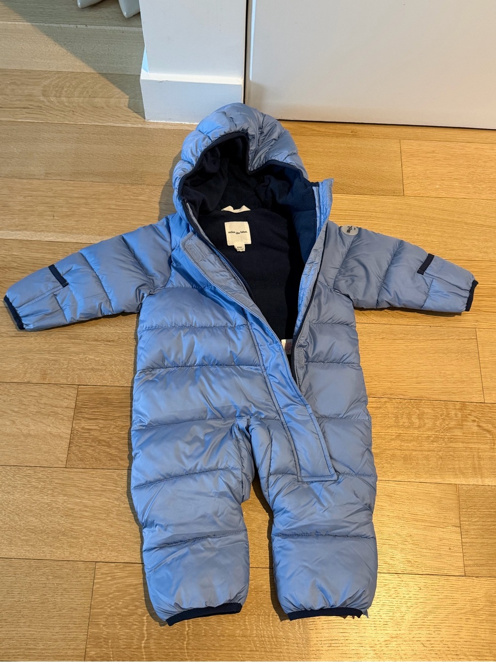 Miles the Label Blue Puffer One-Piece Snowsuit - 9M